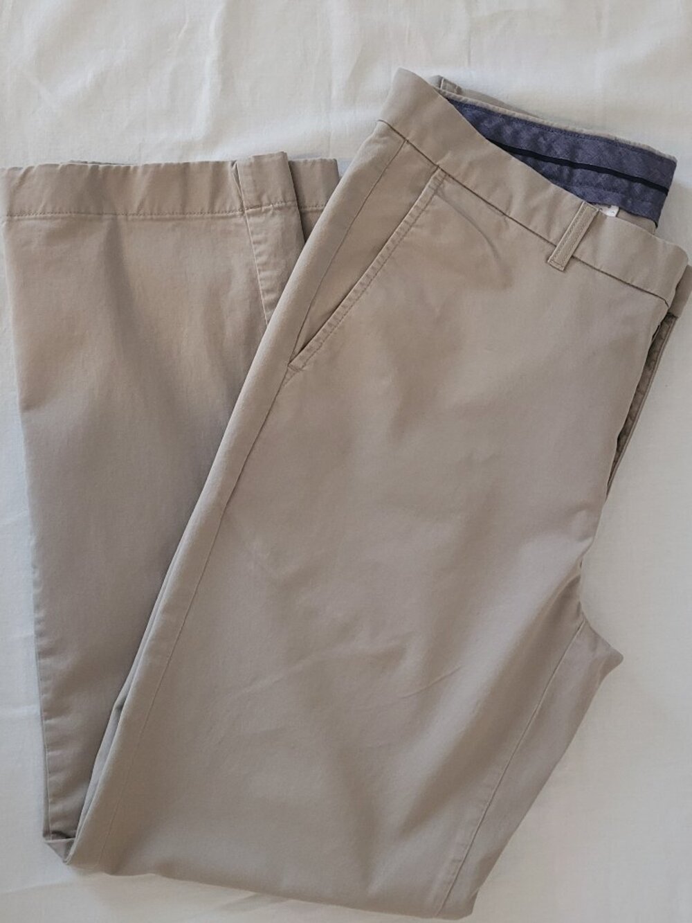Khaki Pants Flat Front Rowm Mens Tan Size 36